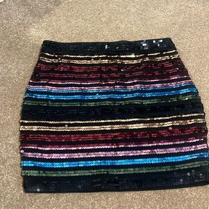 Express rainbow sequin skirt
